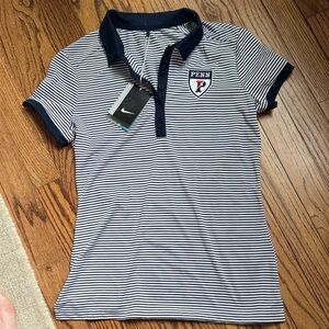 Nike Navy & White Striped Polo University of Pennsylvania small